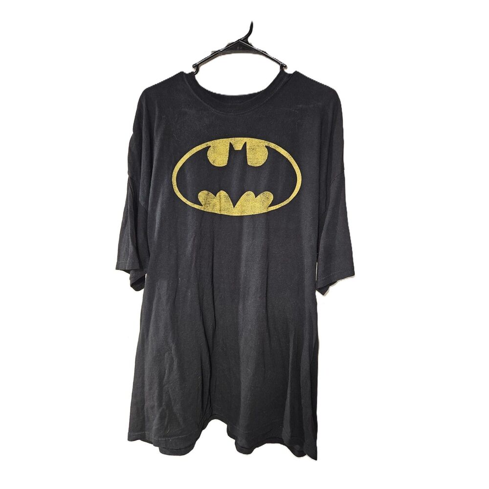 Mens DC Comics Batman logo shirt, yellow distressed style logo, 3XL
